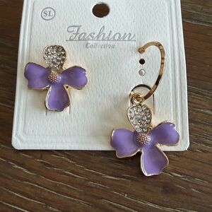 Purple Flower Earrings with Gold All accessories in my closet $8 or 3 for $20